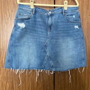 Distressed Denim Skirt
